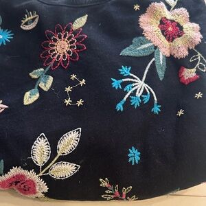 Johnny Was Black Sweater with Floral Embroidery